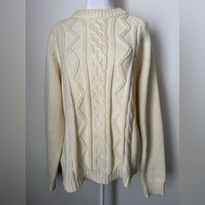 Vintage Classic Ivory Cable Knit Sweater Women’s Size XL